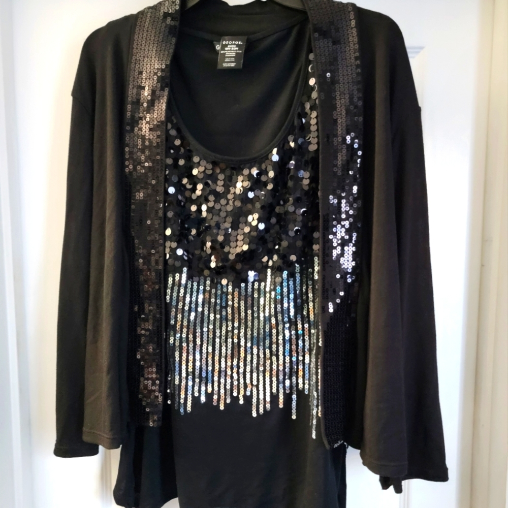 2 PC sequin tank and cardigan